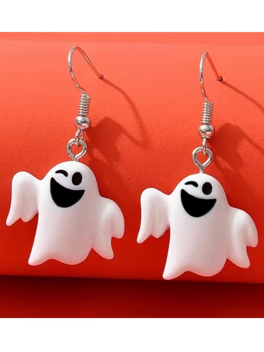 Halloween Winking Ghost Dangle Earrings